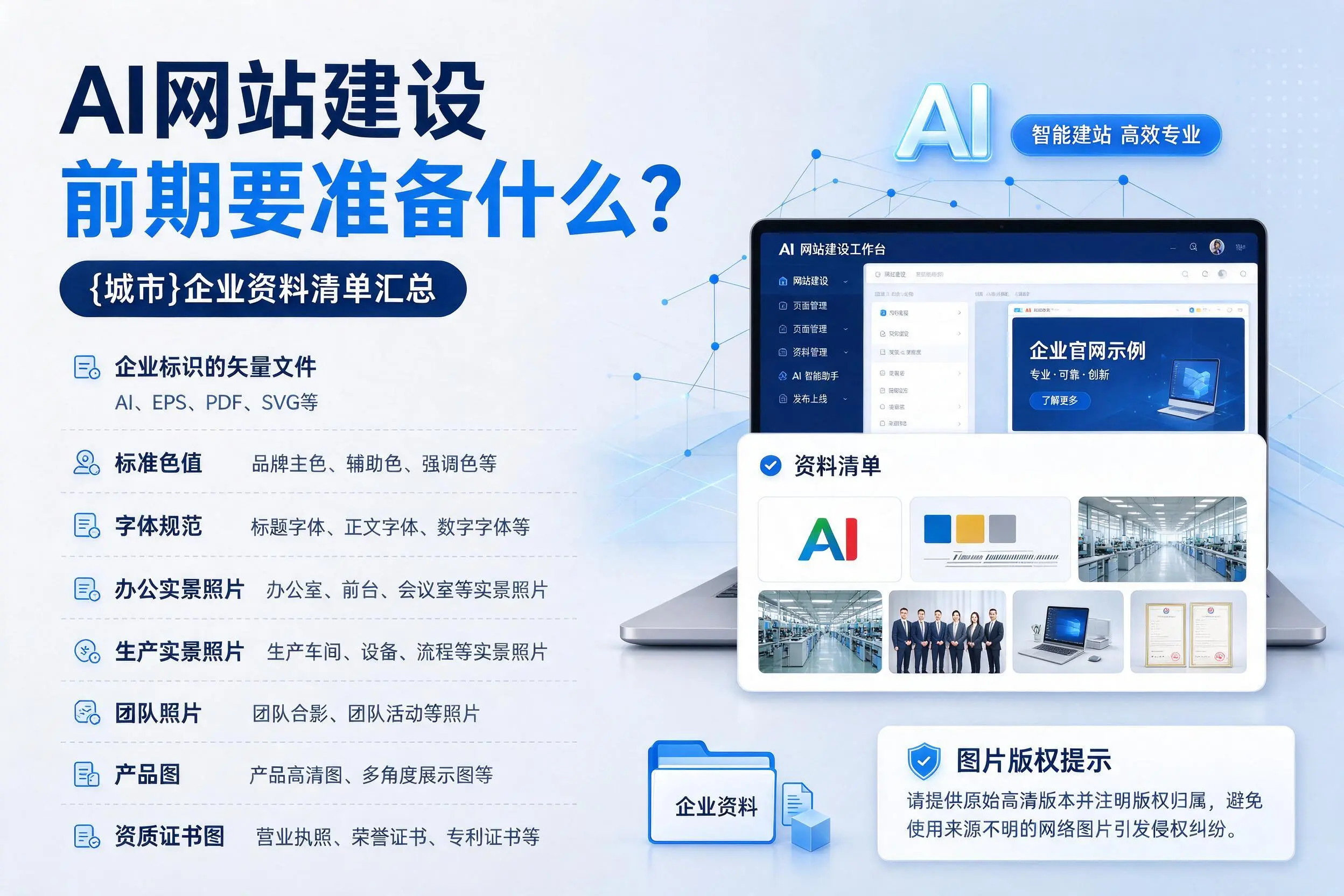 AI网站建设前期要准备什么？长治企业资料清单汇总